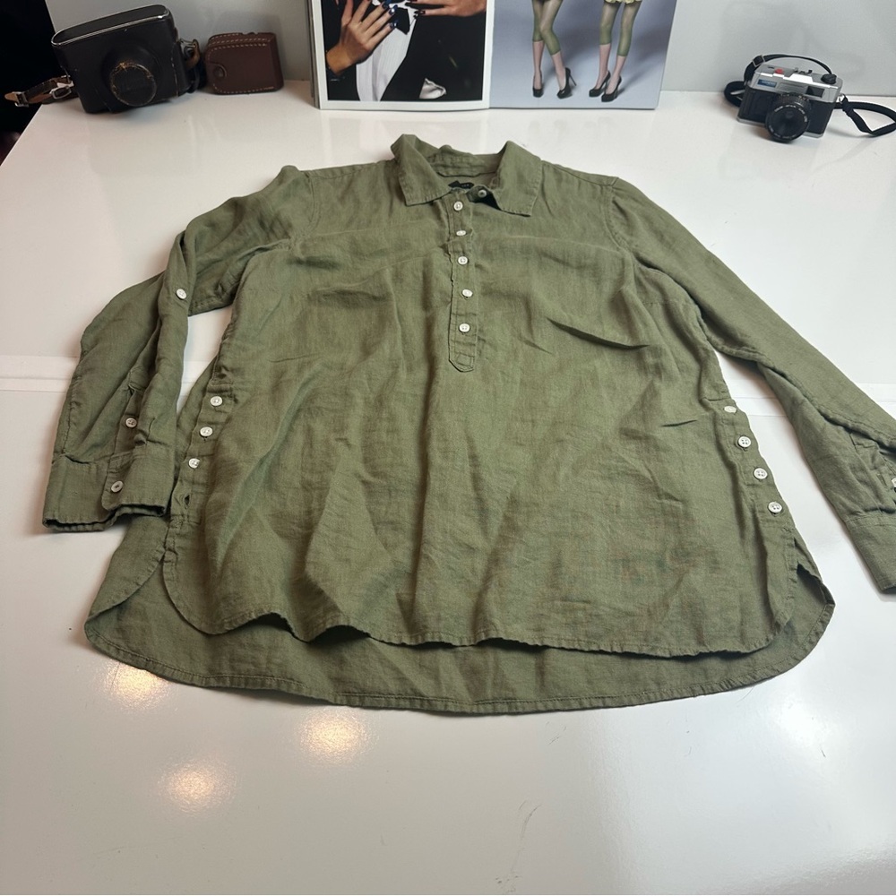 Talbots Olive Green Linen Shirt